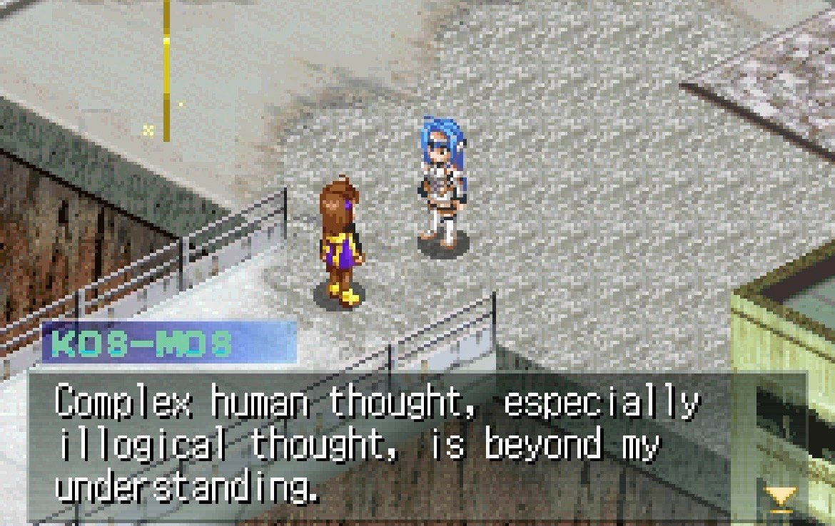 Xenosaga I+II Nintendo DS translated KOS-MOS dialogue screenshot