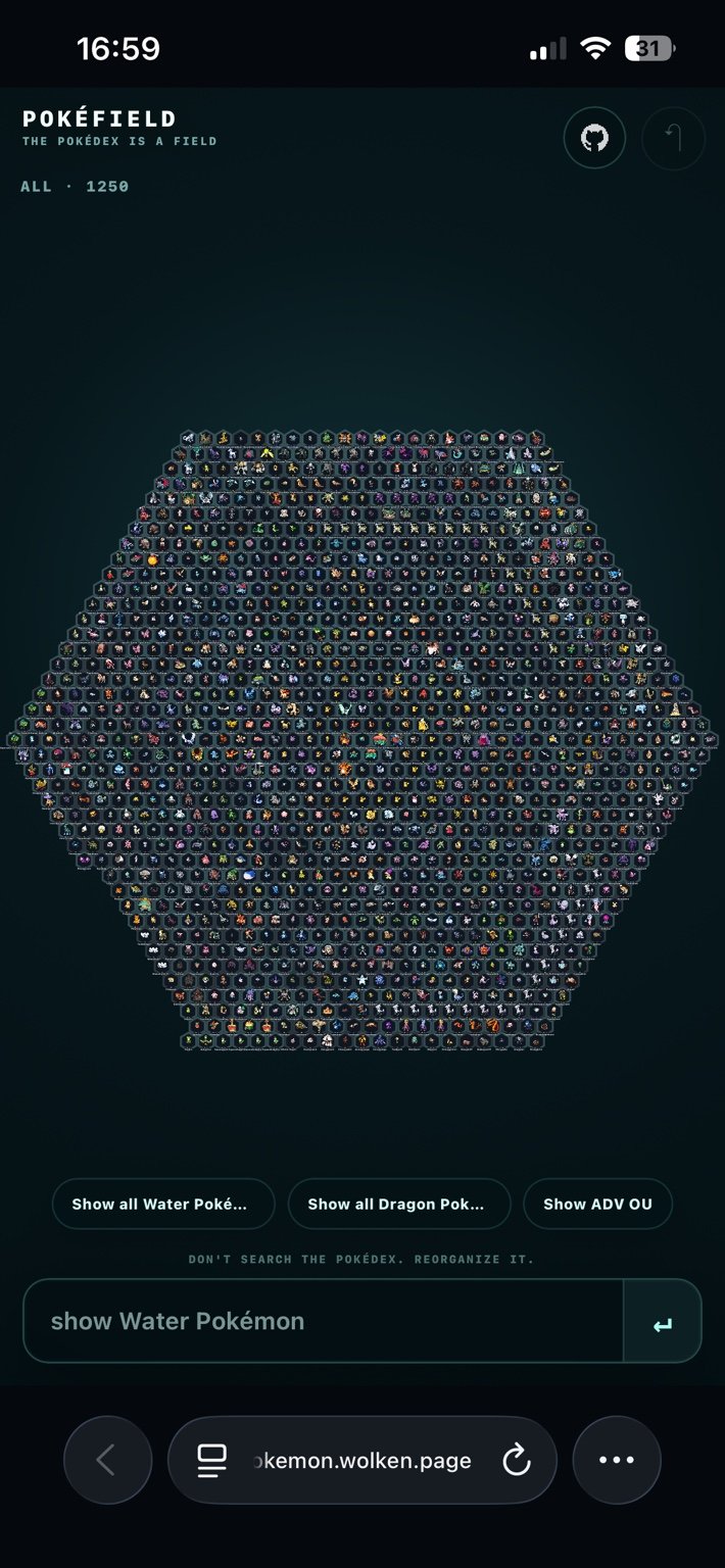 Earlier dense PokéField full population layout